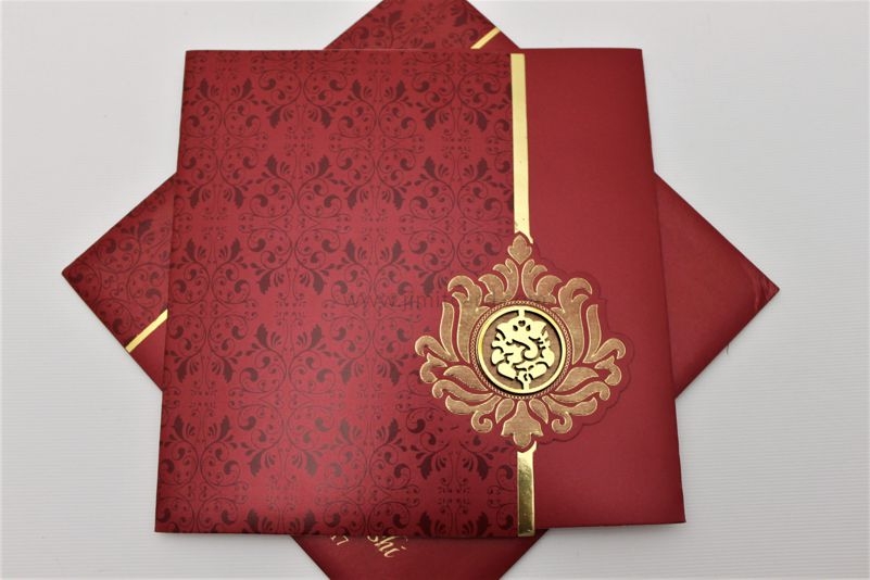 Hot Red Floral Design Invitation Card -0