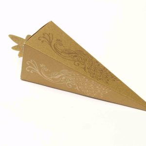 Cone Shaped Favor Box in Golden Color