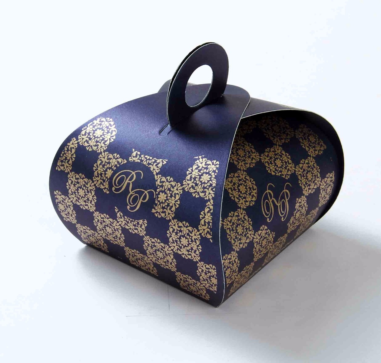 Roll top party Favor Box in Royal Blue Color with a holder
