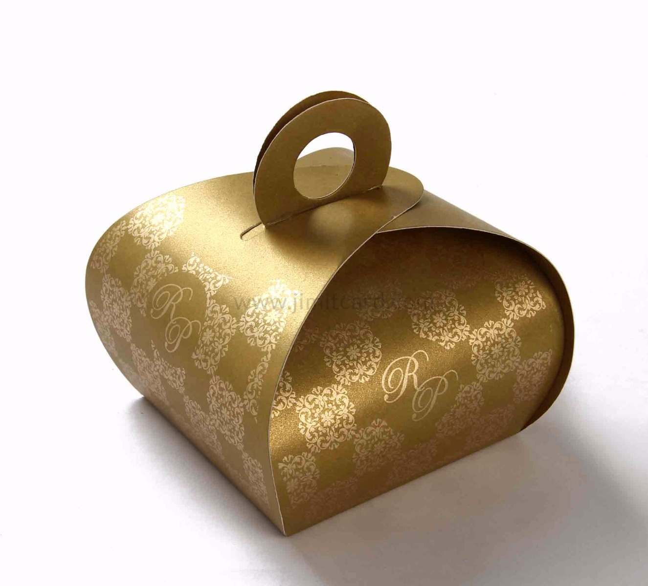 Roll top party Favor Box in Golden Color with a holder