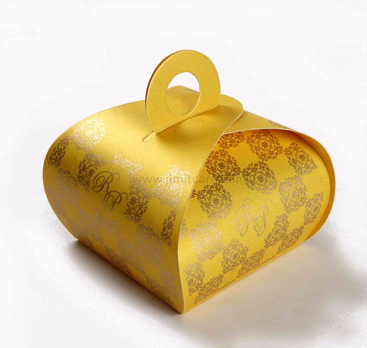Roll top party Favor Box in Yellow Color with a holder