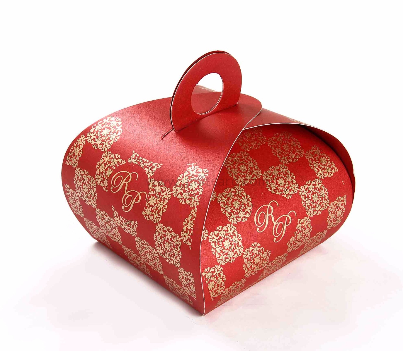 Roll top party Favor Box in Red with a Holder