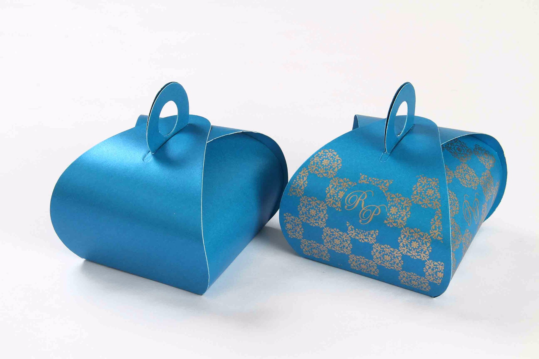 Roll top party Favor Box in Firoze Blue Color with a holde