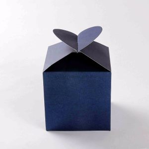 Square Wedding Party Favor Box in Royal Blue with a Heart Flap