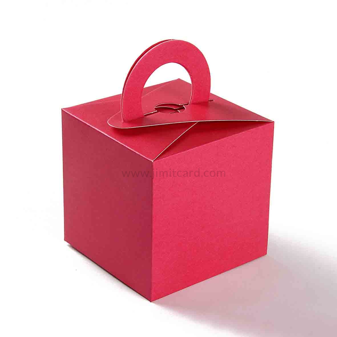 Square Wedding Party Favor Box in Pink with a Holder