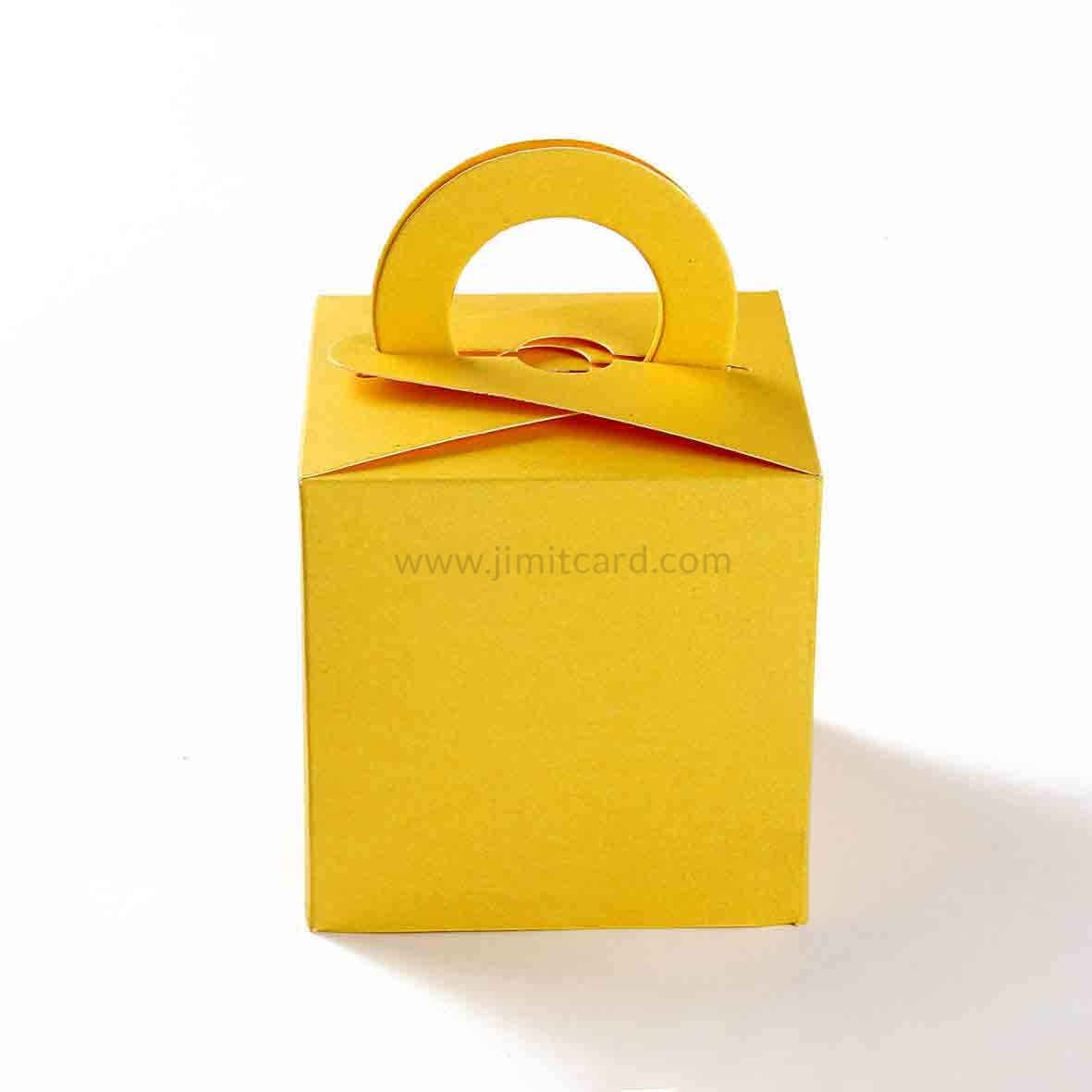 Square Wedding Party Favor Box in Yellow with a Holder