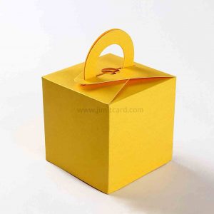 Square Wedding Party Favor Box in Yellow with a Holder
