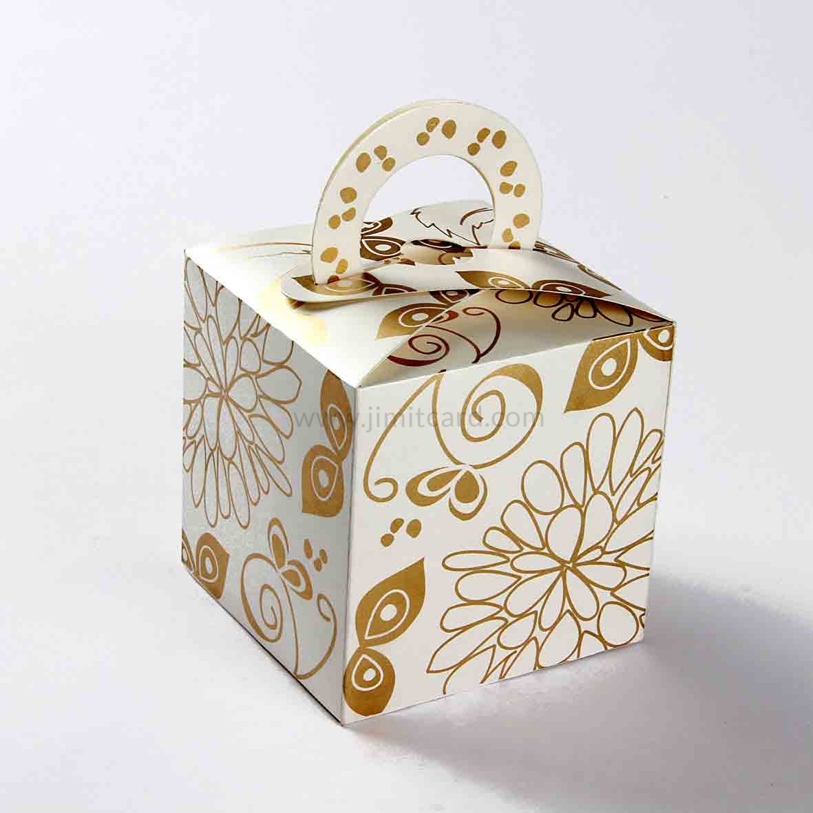 Square Wedding Party Favor Box in White Color with a Holder