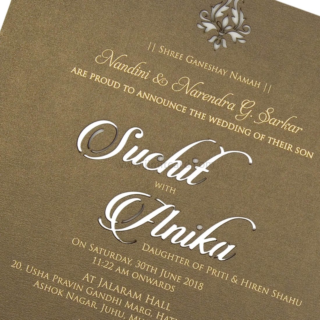 Customised Wodden Laser Cut Wedding Invitation Card-5167