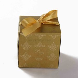 Bow Top Cube Favor Box No 5 - Golden-8553