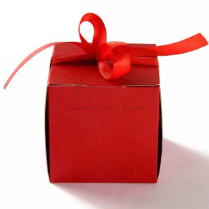 Bow Top Cube Favor Box No 5 - Red-8540