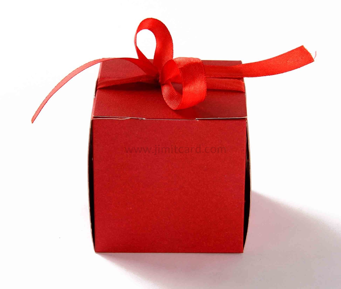 Bow Top Cube Favor Box No 5 - Red-8540