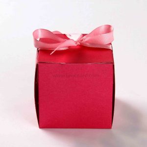 Bow Top Cube Favor Box No 5 - Pink-8549
