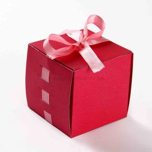 Bow Top Cube Favor Box No 5 - Pink-8548