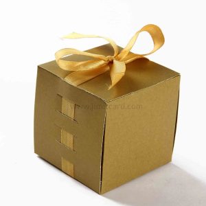 Bow Top Cube Favor Box No 5 - Golden-8554