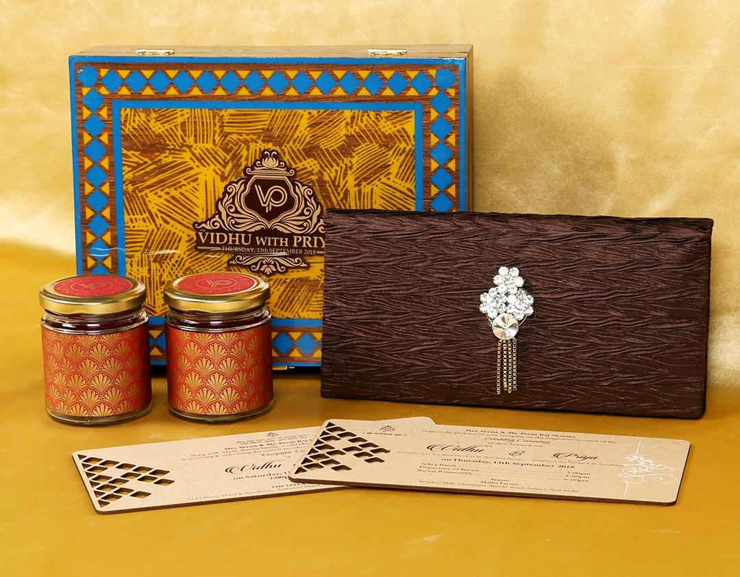Royal Wooden Boxed Indian Wedding Invitation Card Design-0