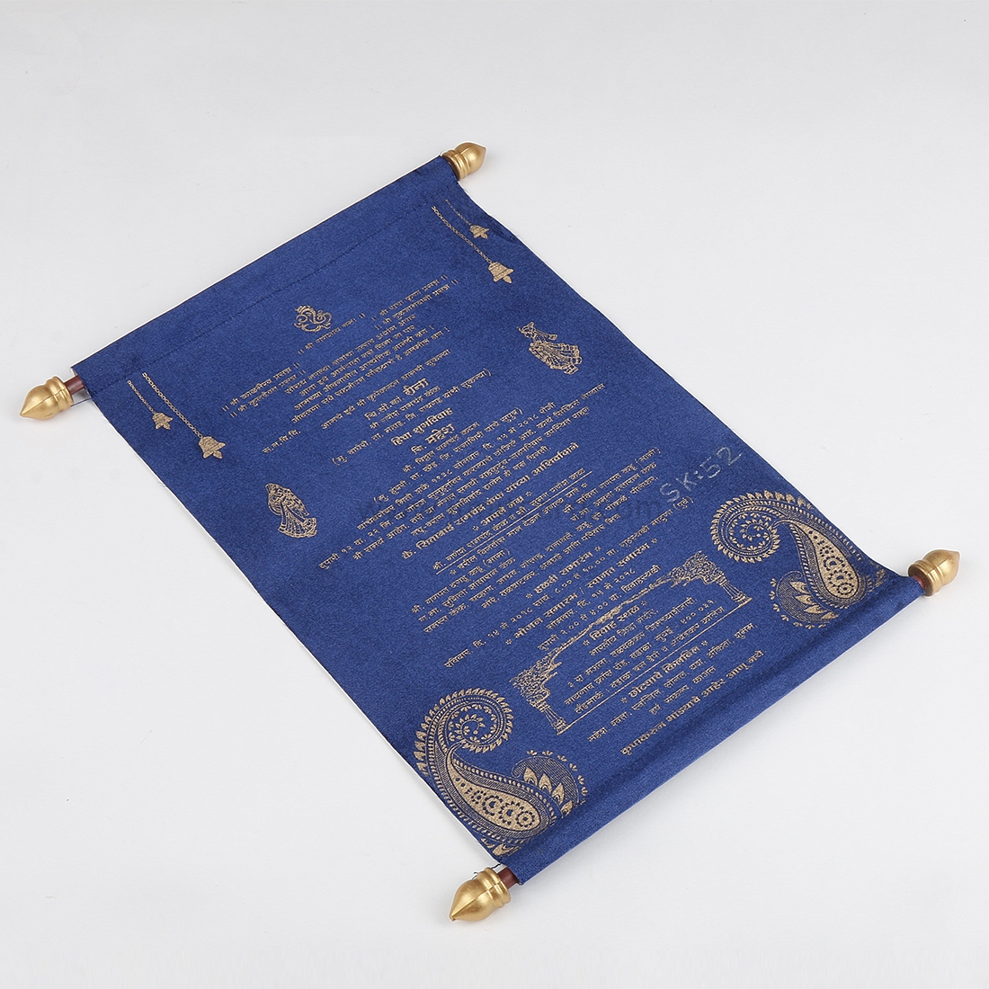 Royal Style Scroll Invitation Card in Royal Blue-9204