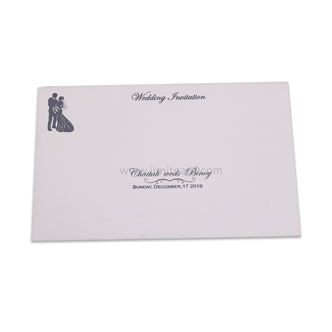 Self Printed Designed White Color Wedding Card -12361