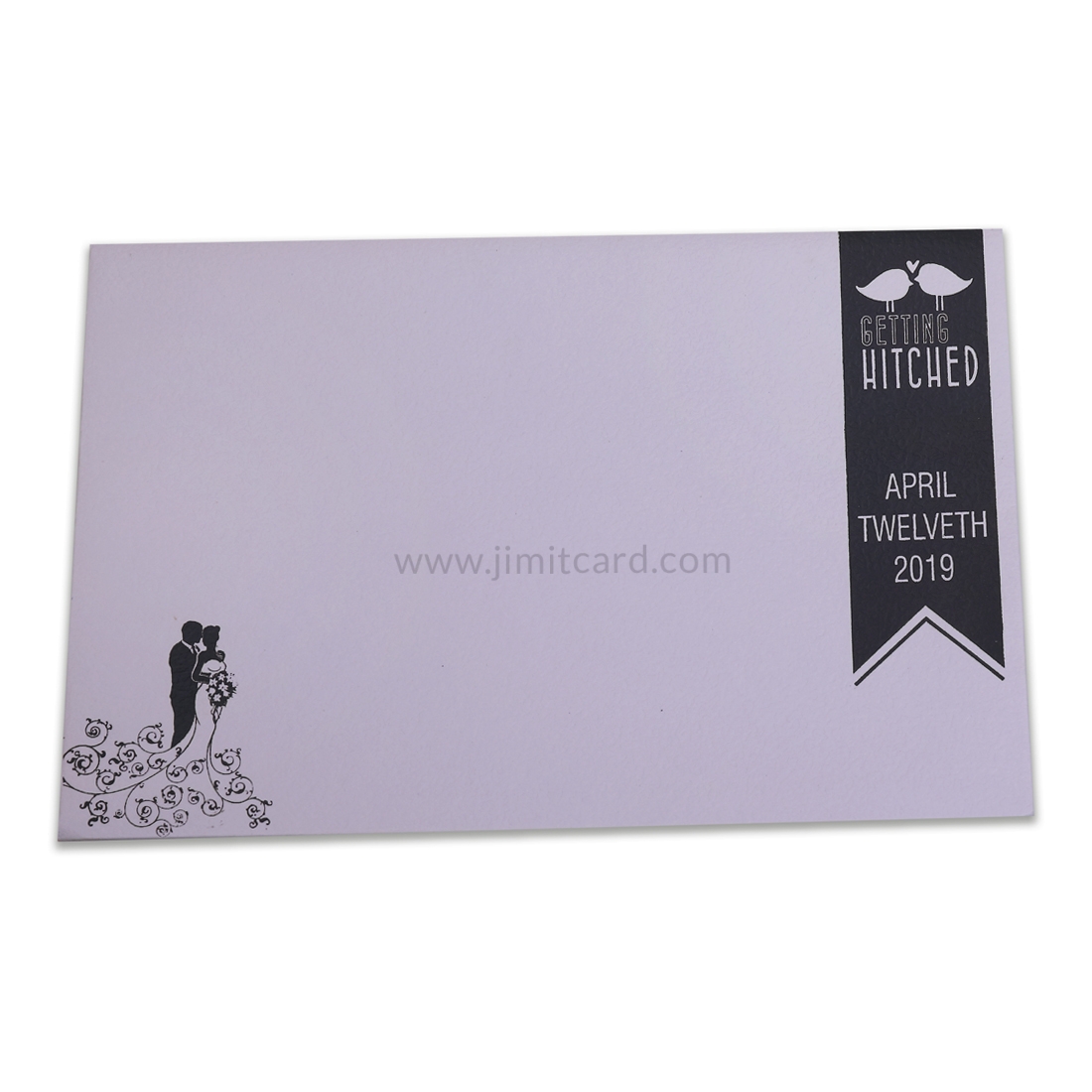 Ivory Color Wedding Invitation with floral Embedded Design and Bride and Groom-12669