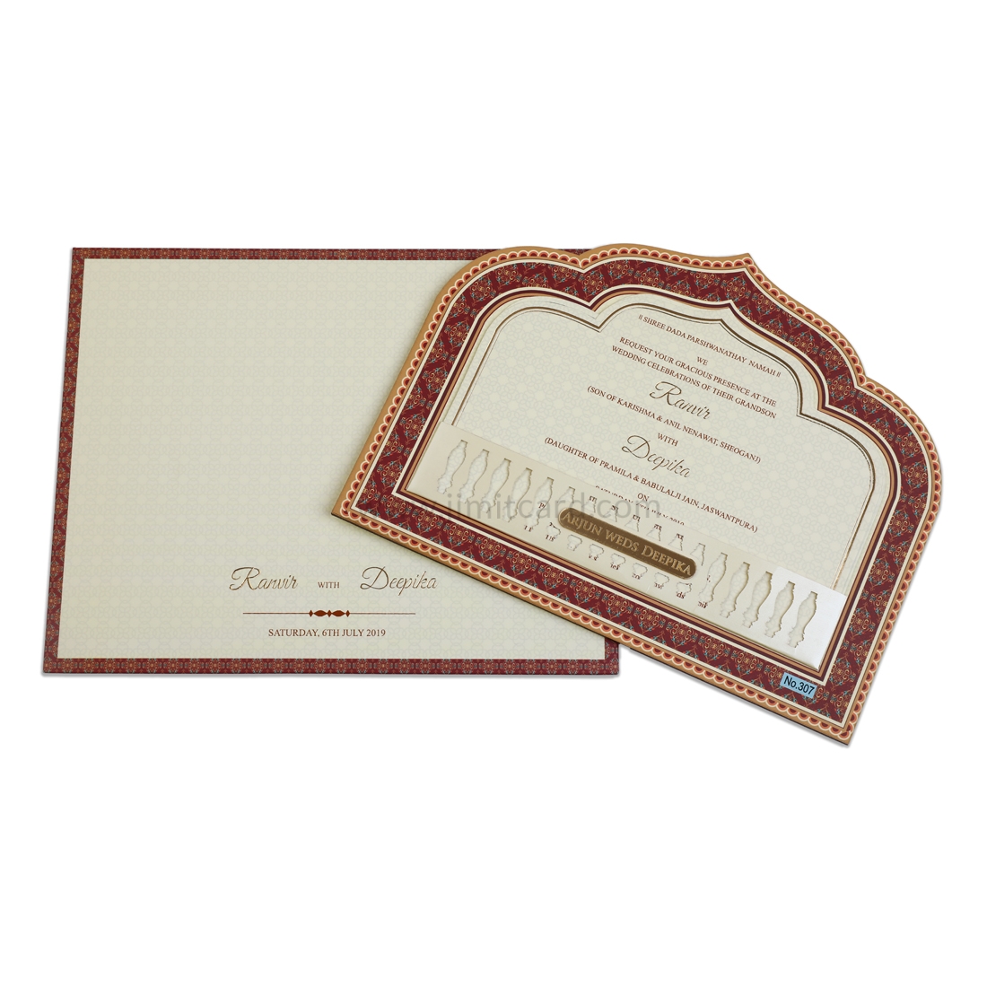 Grey Dome Shape Laser Wedding Invitation Card-0