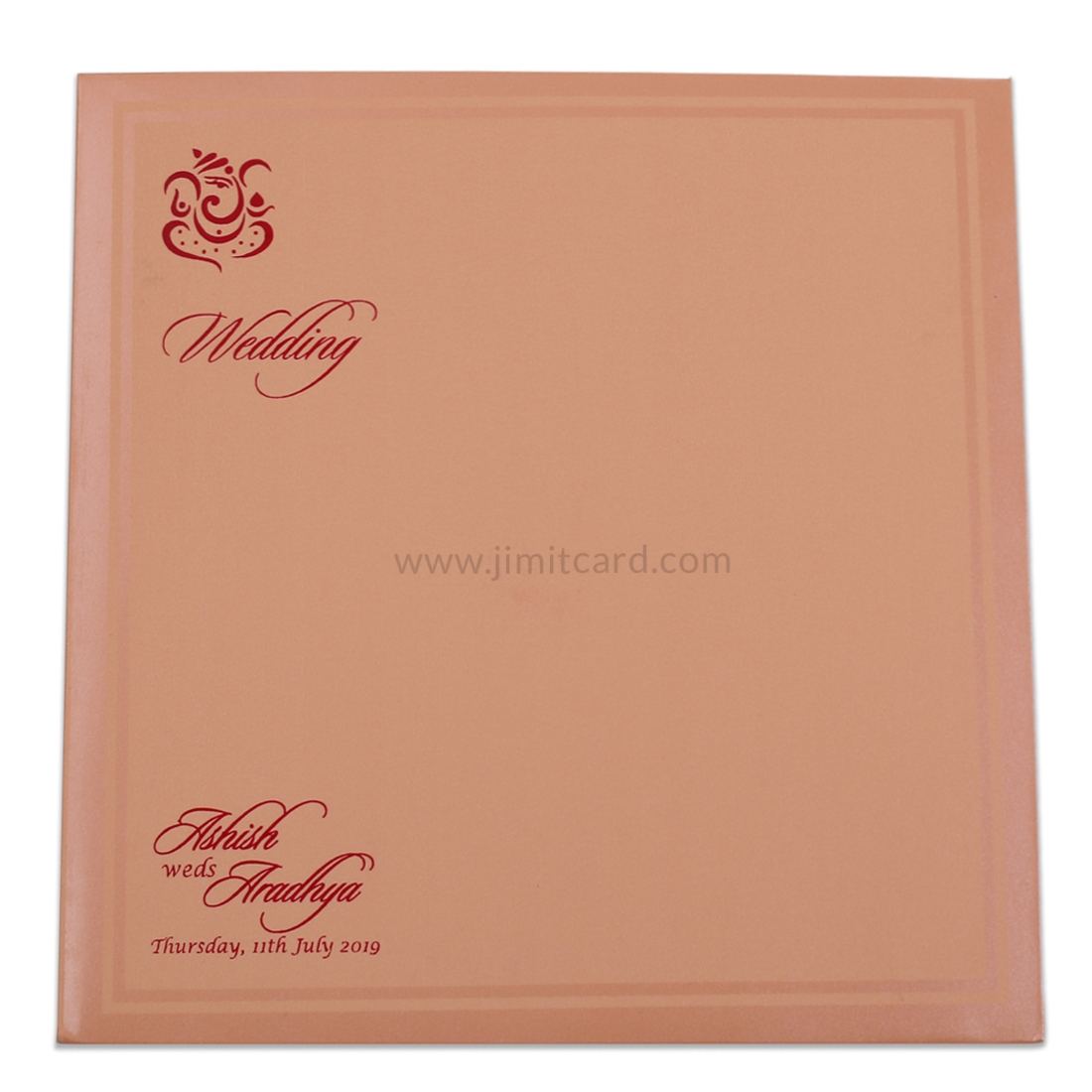 Peach Wedding Invitation Card with Shinny Peach Floral Embedded Designs-12958