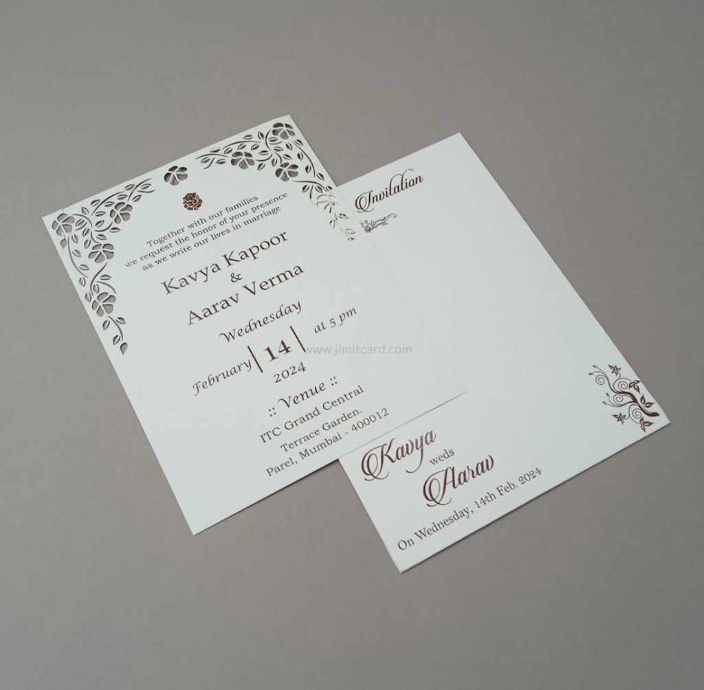 Single Insert Wedding Invitation Card With Die Cut Pattern 1918NKD